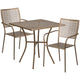 Gold |#| 28inch Square Gold Indoor-Outdoor Steel Patio Table Set with 2 Square Back Chairs