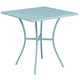 Sky Blue |#| 28inch Square Sky Blue Indoor-Outdoor Steel Patio Table Set - 2 Square Back Chairs
