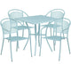 Sky Blue |#| 28inch Square Sky Blue Indoor-Outdoor Steel Patio Table Set - 4 Round Back Chairs