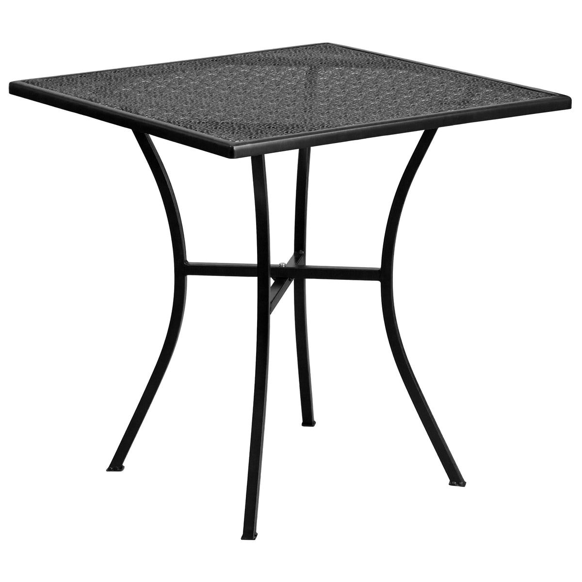 Black |#| 28inch Square Black Indoor-Outdoor Steel Patio Table Set with 4 Round Back Chairs