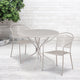 Light Gray |#| 35.25inch Round Lt Gray Indoor-Outdoor Steel Patio Table Set w/ 2 Round Back Chairs