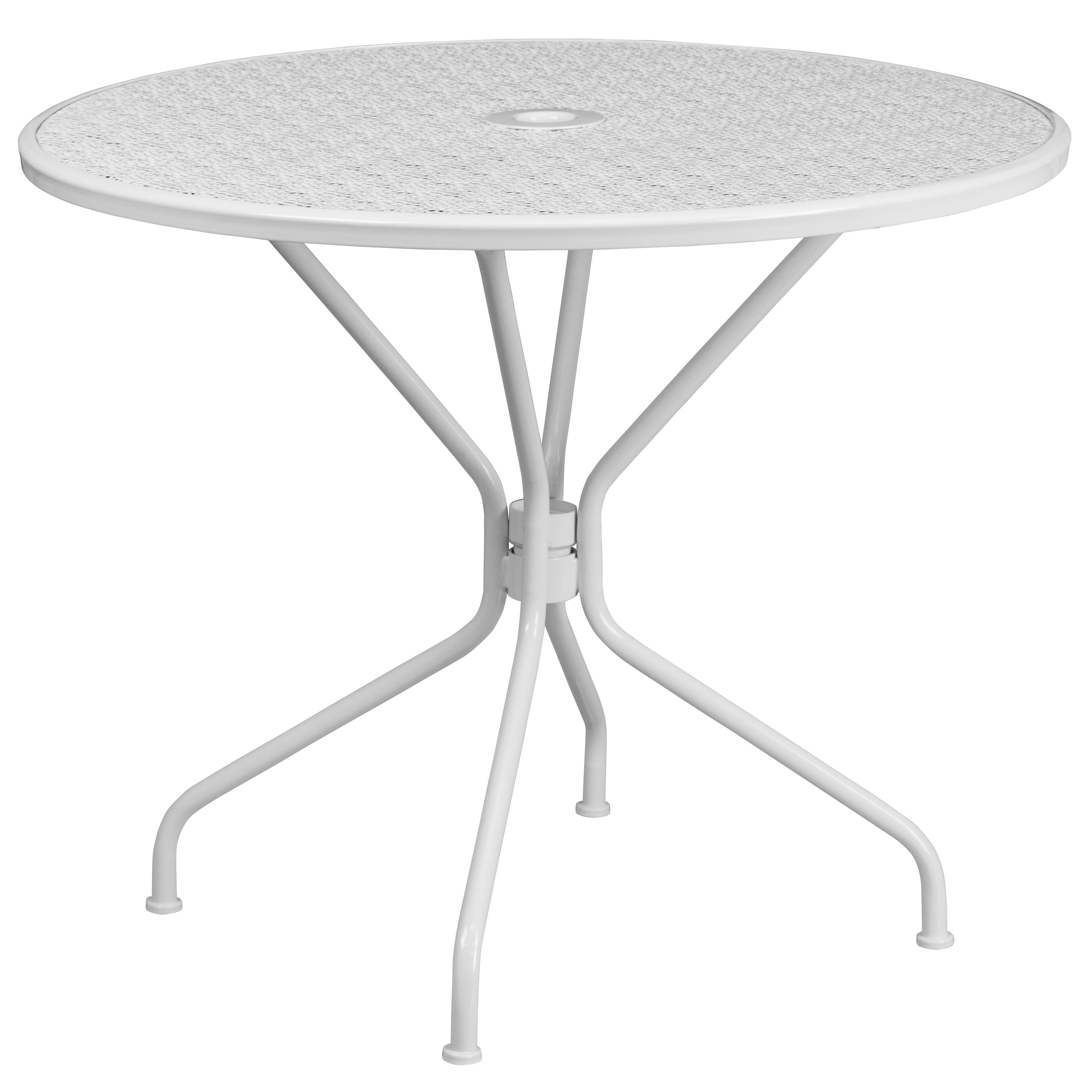 Round patio table and chairs with umbrella 2025 hole