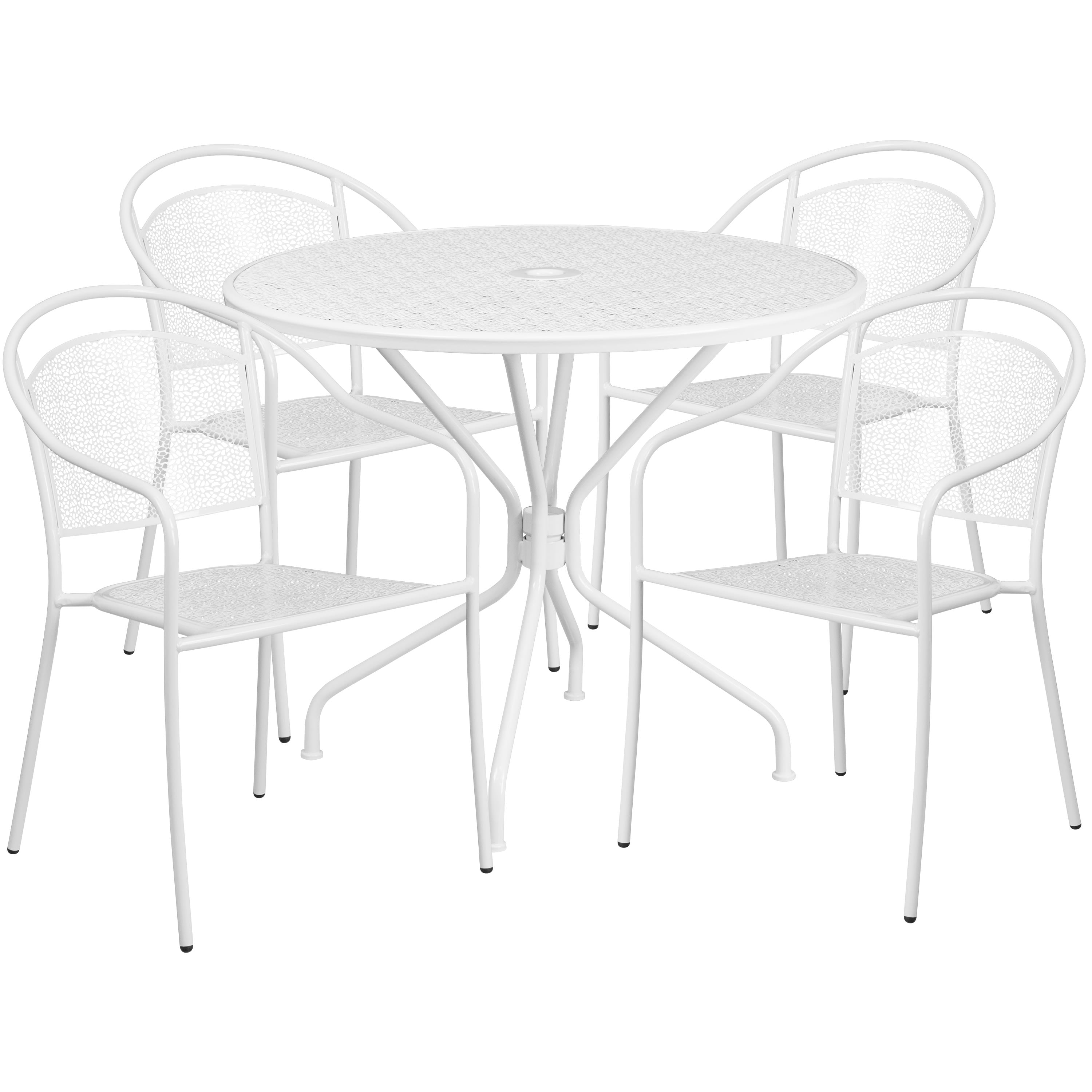35.25RD Patio Table Set 4Chair CO 35RD 03CHR4 Stack Chairs 4 Less