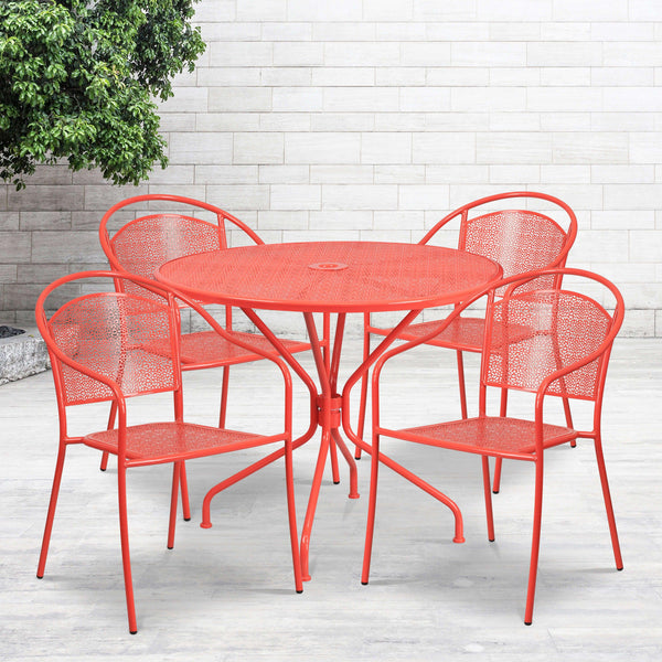 35.25RD Patio Table Set-4Chair CO-35RD-03CHR4- – Stack Chairs 4 Less