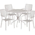 Oia Commercial Grade 35.25" Round Indoor-Outdoor Steel Patio Table Set with 4 Square Back Chairs