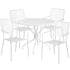 Oia Commercial Grade 35.25" Round Indoor-Outdoor Steel Patio Table Set with 4 Square Back Chairs