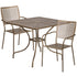 Oia Commercial Grade 35.5" Square Indoor-Outdoor Steel Patio Table Set with 2 Square Back Chairs