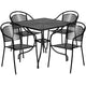 Black |#| 35.5inch Square Black Indoor-Outdoor Steel Patio Table Set w/ 4 Round Back Chairs
