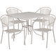 Light Gray |#| 35.5inch Square Lt Gray Indoor-Outdoor Steel Patio Table Set w/ 4 Round Back Chairs
