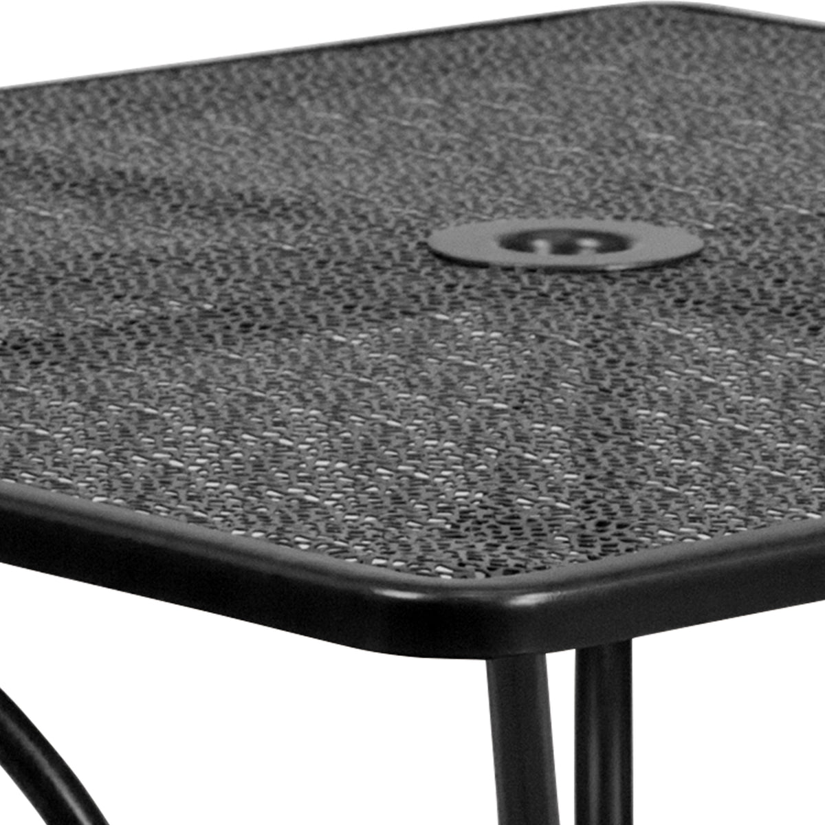 Black |#| 35.5inch Square Black Indoor-Outdoor Steel Patio Table Set w/ 4 Round Back Chairs