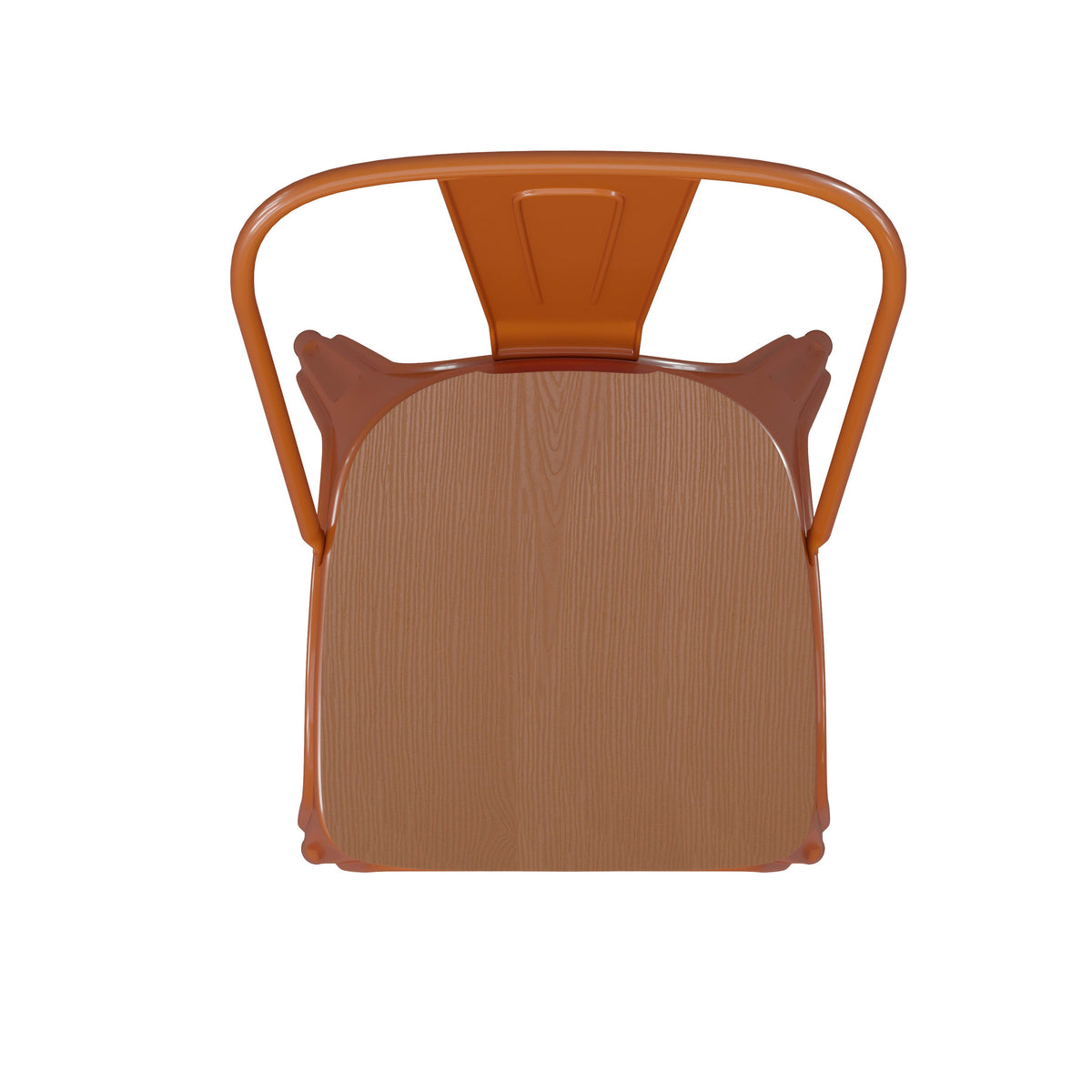 Orange/Teak |#| All-Weather Commercial Stack Chair & Poly Resin Seat - Orange/Teak