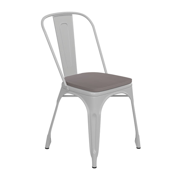 White/Gray |#| All-Weather Commercial Stack Chair & Poly Resin Seat - White/Gray