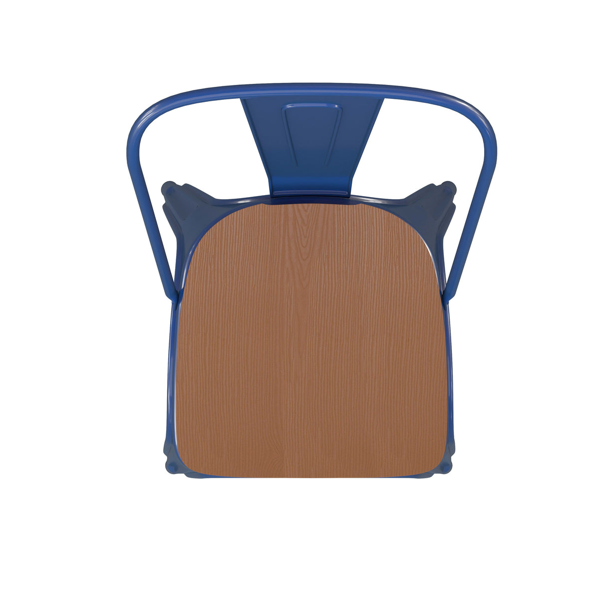 Blue/Teak |#| All-Weather Commercial Stack Chair & Poly Resin Seat - Blue/Teak