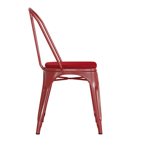 Red/Red |#| All-Weather Commercial Stack Chair & Poly Resin Seat - Red/Red