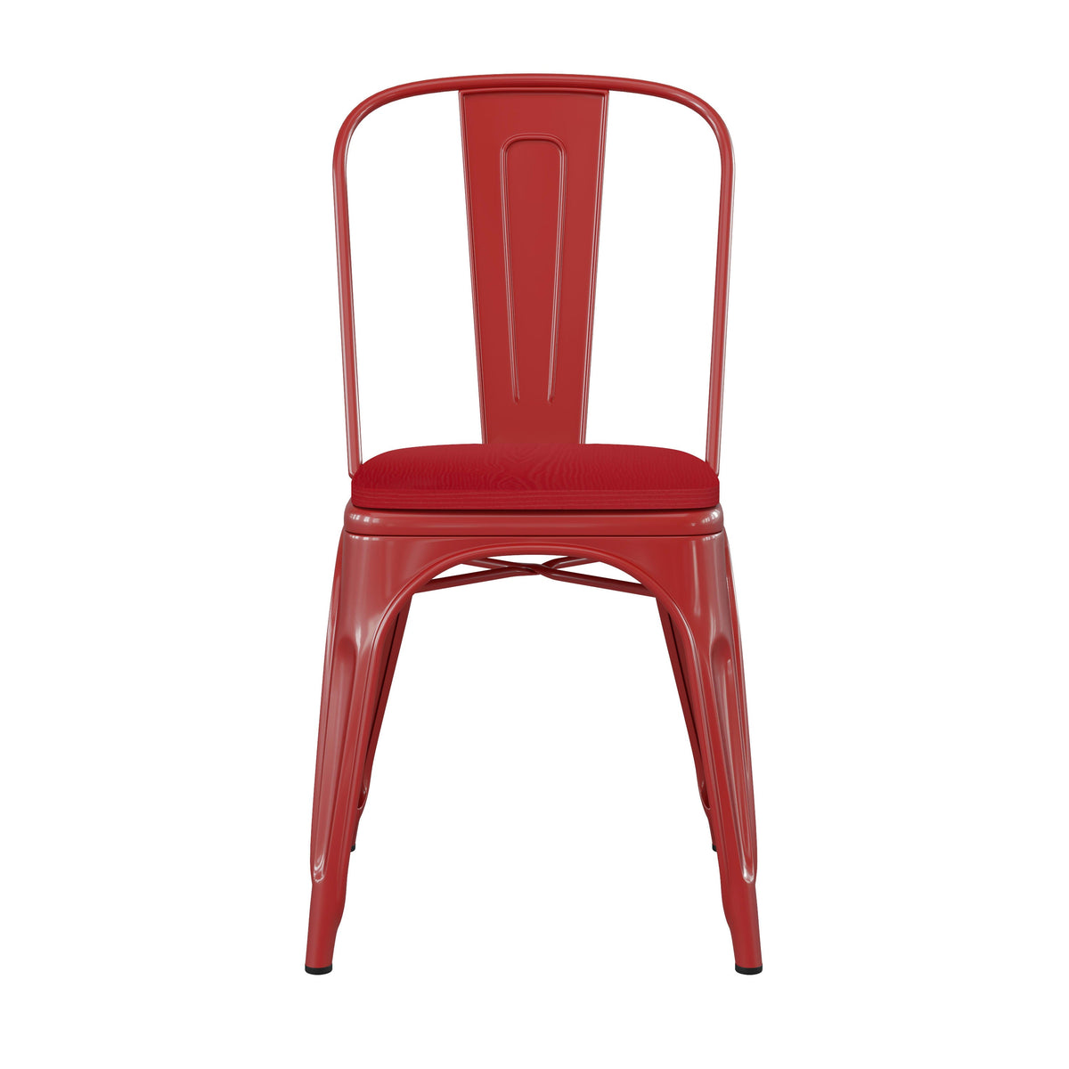 Red/Red |#| All-Weather Commercial Stack Chair & Poly Resin Seat - Red/Red