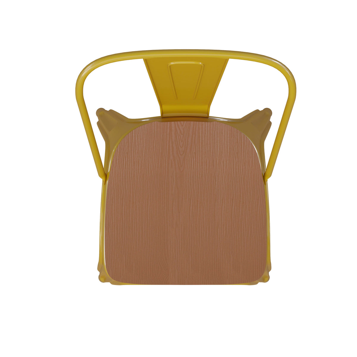 Yellow/Teak |#| All-Weather Commercial Stack Chair & Poly Resin Seat - Yellow/Teak