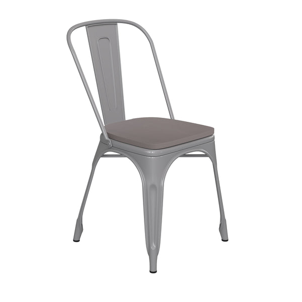 Silver/Gray |#| All-Weather Commercial Stack Chair & Poly Resin Seat - Silver/Gray