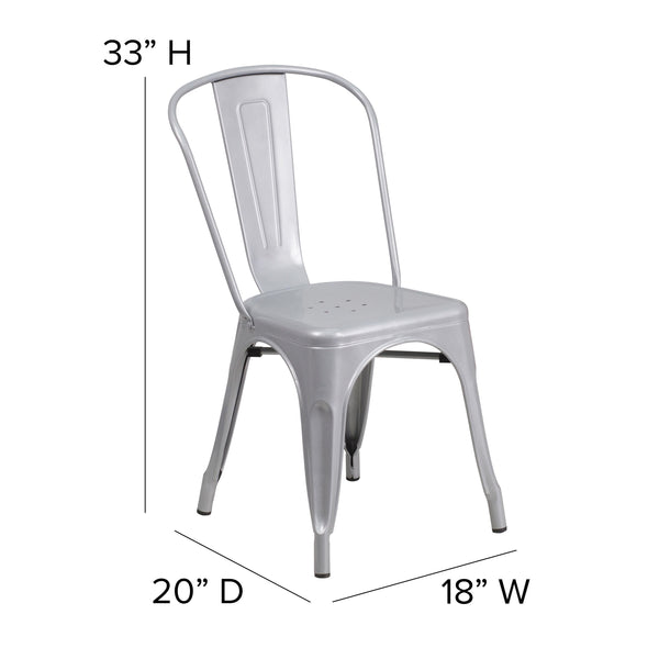 Silver/Gray |#| All-Weather Commercial Stack Chair & Poly Resin Seat - Silver/Gray