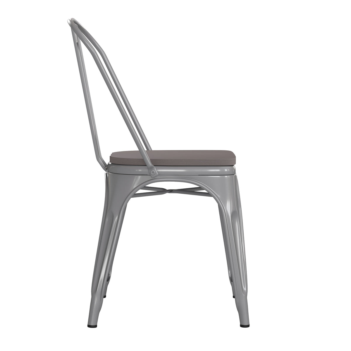 Silver/Gray |#| All-Weather Commercial Stack Chair & Poly Resin Seat - Silver/Gray