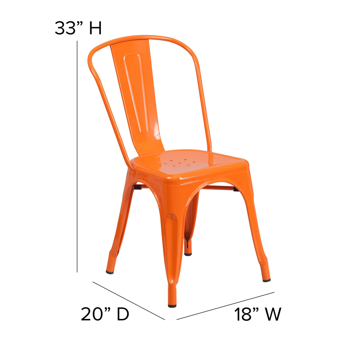 Orange/Teak |#| All-Weather Commercial Stack Chair & Poly Resin Seat - Orange/Teak