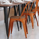 Orange/Teak |#| All-Weather Commercial Stack Chair & Poly Resin Seat - Orange/Teak