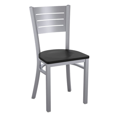 Silver Slat Back Metal Restaurant Chair - View 1