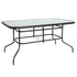 Tory 31.5" x 55" Rectangular Tempered Glass Metal Table with Umbrella Hole