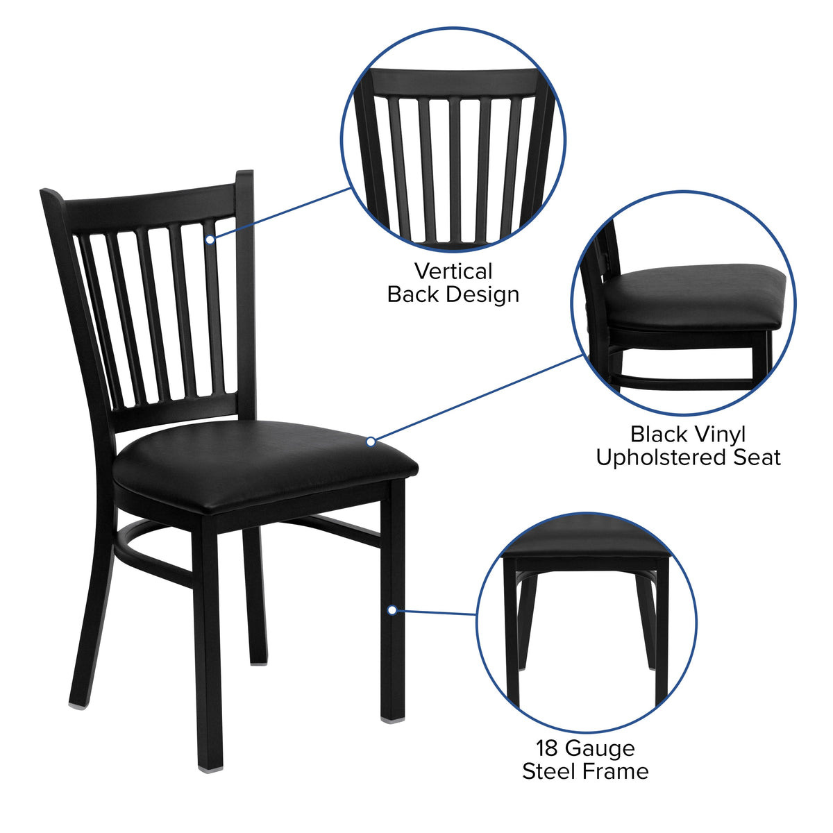 Metal Vertical Back Chair BFDH-DG-6Q2B-VRT- – Stack Chairs Less
