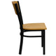 Natural Wood Back/Natural Wood Seat/Black Metal Frame |#| Black Circle Back Metal Restaurant Chair - Natural Wood Back & Seat