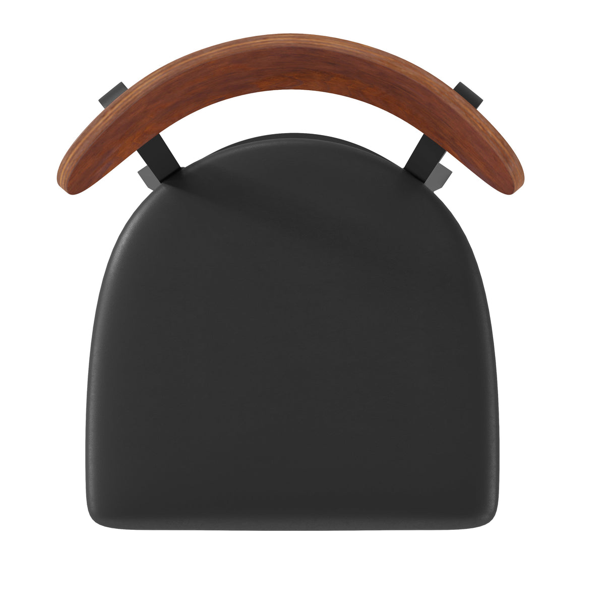 Walnut Wood Back/Black Vinyl Seat |#| Commercial Metal Barstool with Vinyl Seat and Wood Boomerang Back-Black/Walnut