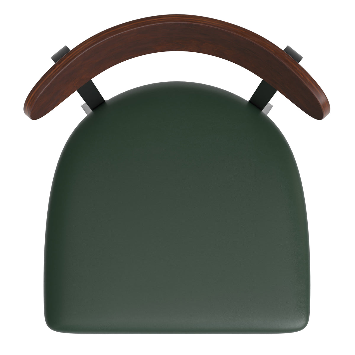 Walnut Wood Back/Green Vinyl Seat |#| Commercial Metal Barstool with Vinyl Seat and Wood Boomerang Back-Green/Walnut