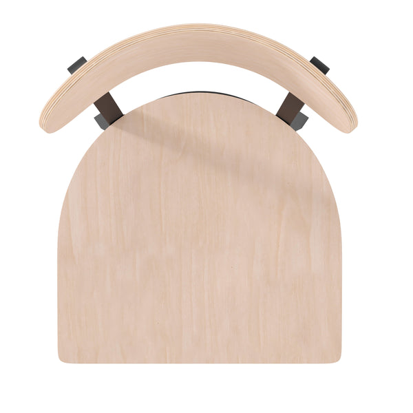 Natural Birch |#| Commercial Metal Barstool with Wood Seat and Boomerang Back-Natural Birch Finish