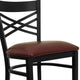 Burgundy Vinyl Seat/Black Metal Frame |#| Black inchXinch Back Metal Restaurant Barstool - Burgundy Vinyl Seat