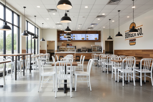 Commercial Grade Metal Chair – Modern Quick-Service Restaurant