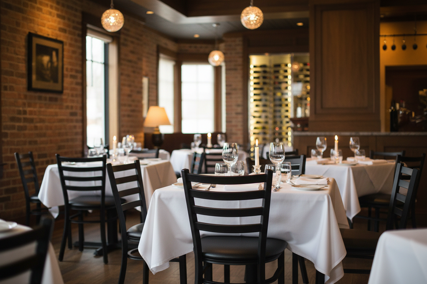 Ladder Back Metal Restaurant Chair – Cozy Upscale Dining Room