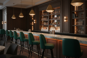 Metal Barstool with Swivel Bucket Seat – Upscale Cocktail Bar