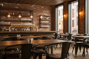 Metal Chair with Wood Seat and Arms – Stylish Gastropub
